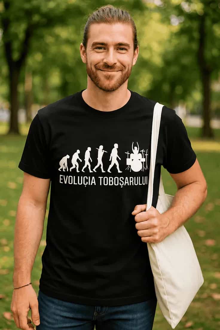 Tricou amuzant toboșar EVOLUȚIA TOBOȘARULUI