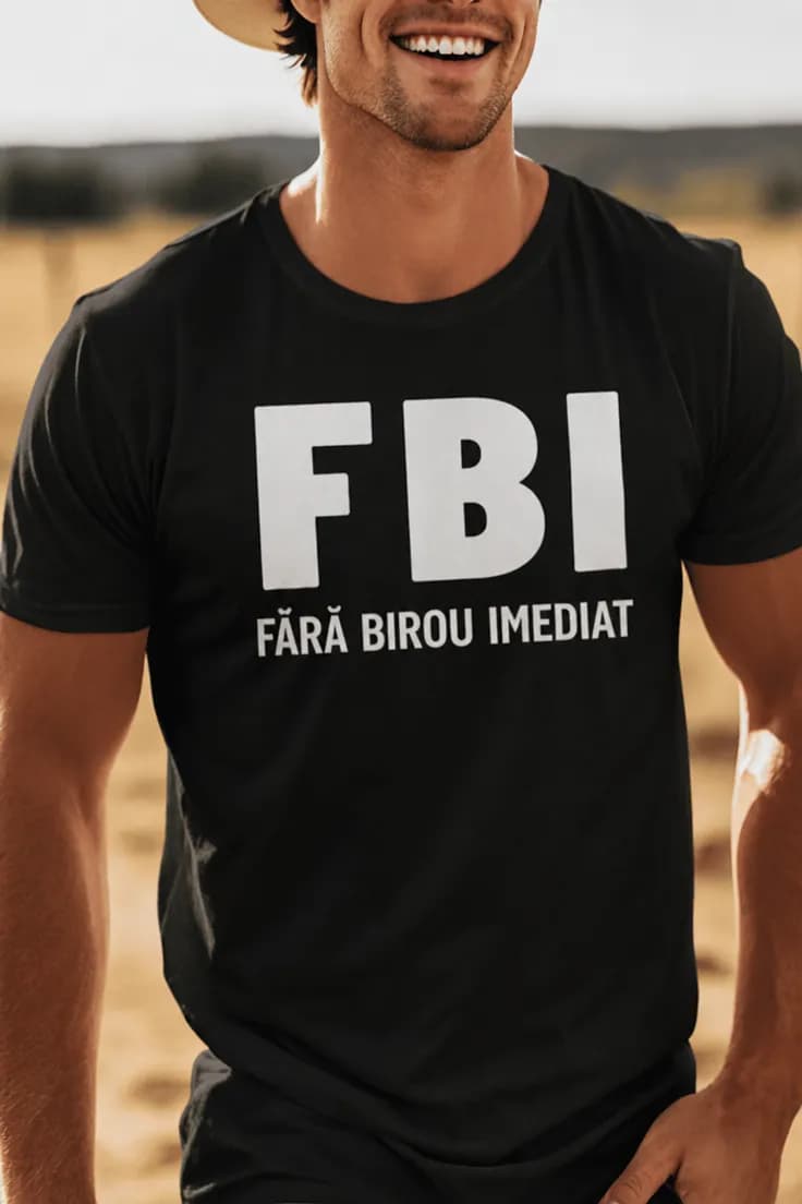 Tricou amuzant FBI fără birou imediat