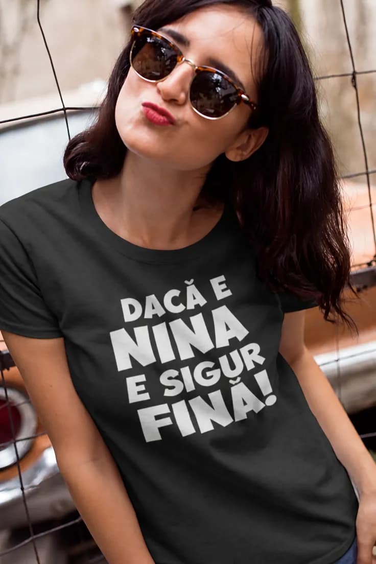 Tricou amuzant Fină cu nume personalizat DACĂ E