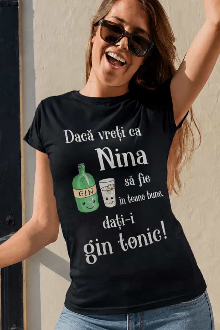 Tricou amuzant Gin tonic cu nume personalizat