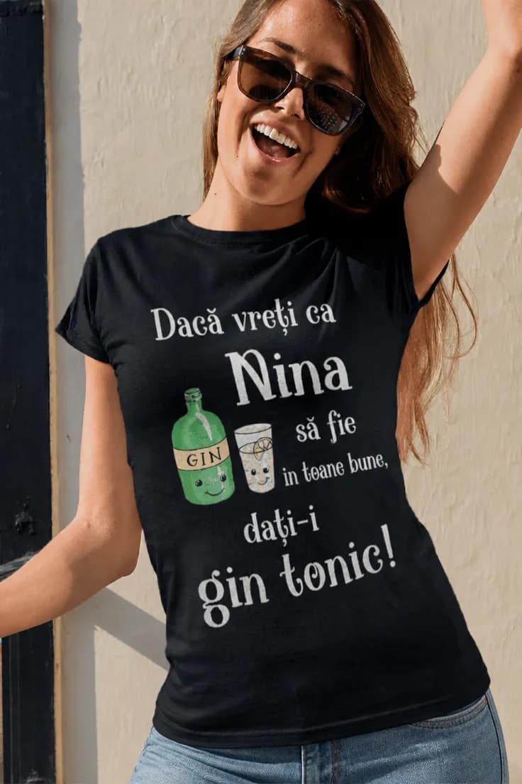 Tricou amuzant Gin tonic cu nume personalizat