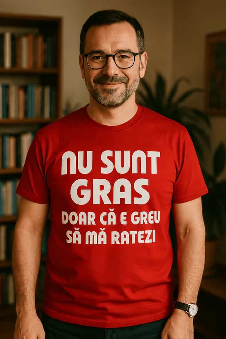 Tricou amuzant Greu de ratat – NU SUNT GRAS