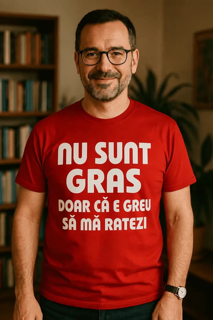 Tricou amuzant Greu de ratat – NU SUNT GRAS