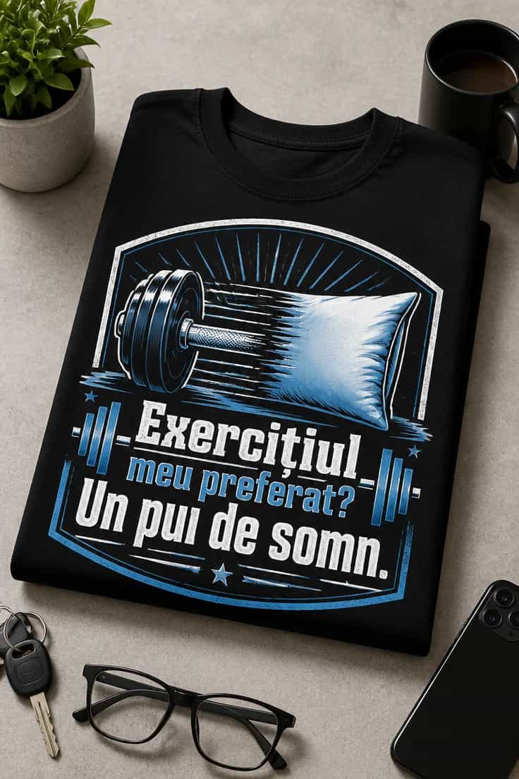 Tricou pentru sală exercițiul preferat, un pui de somn