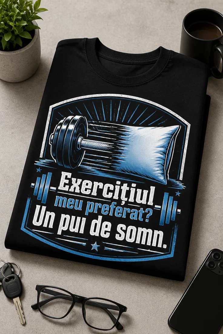 Tricou pentru sală exercițiul preferat, un pui de somn