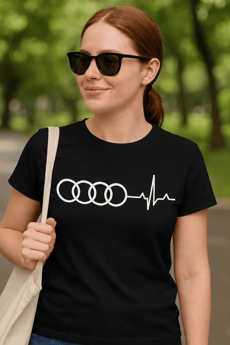 Tricou amuzant I love Audi cu marca mașinii la alegere