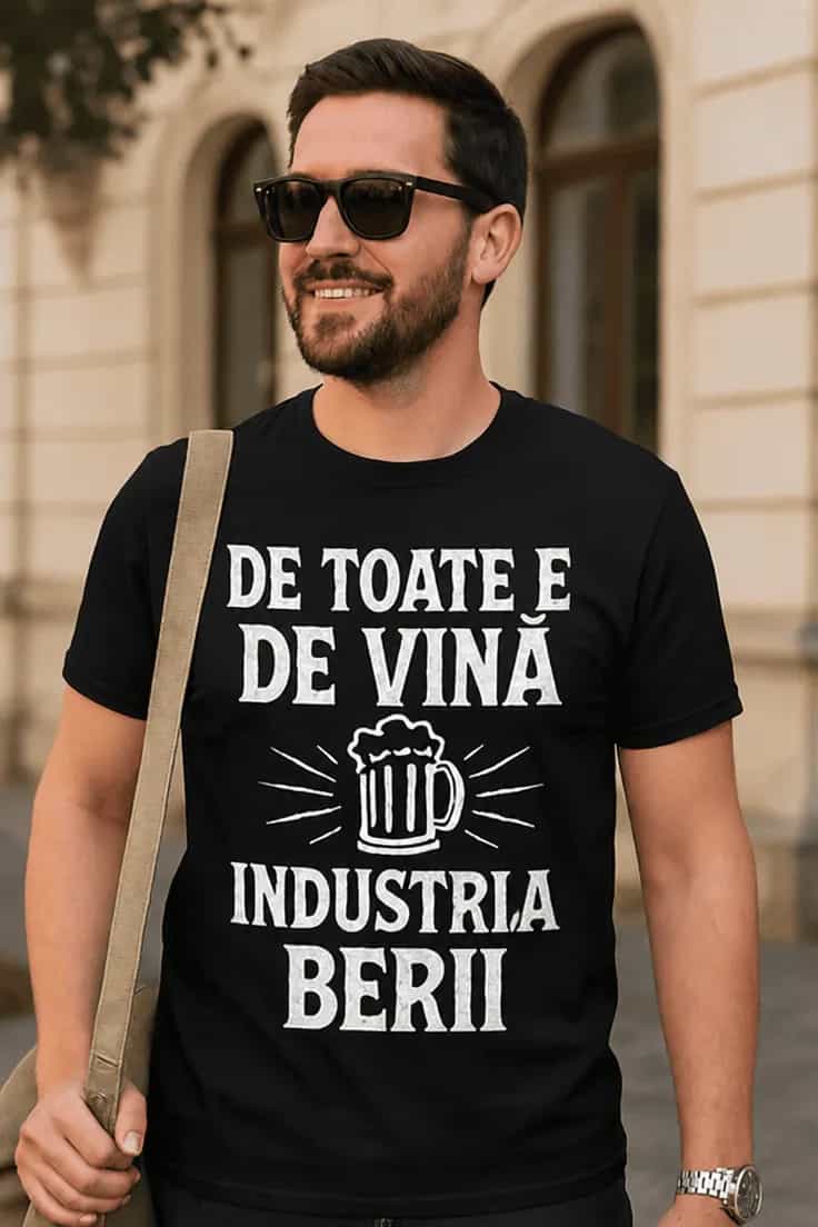 Tricou amuzant Industria berii e de vină