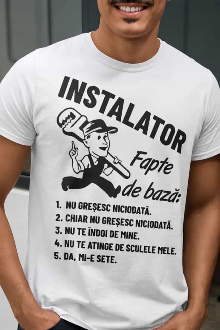 Tricou amuzant instalator fapte de bază