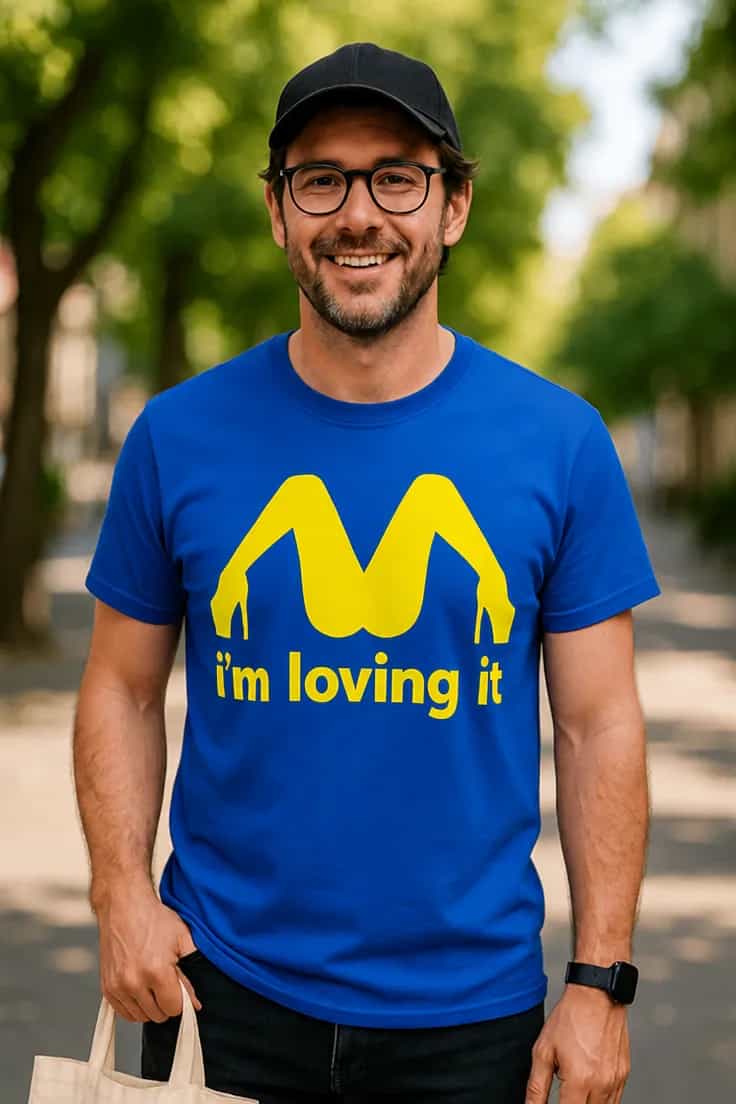 Tricou amuzant Iubesc asta – M i'm loving it
