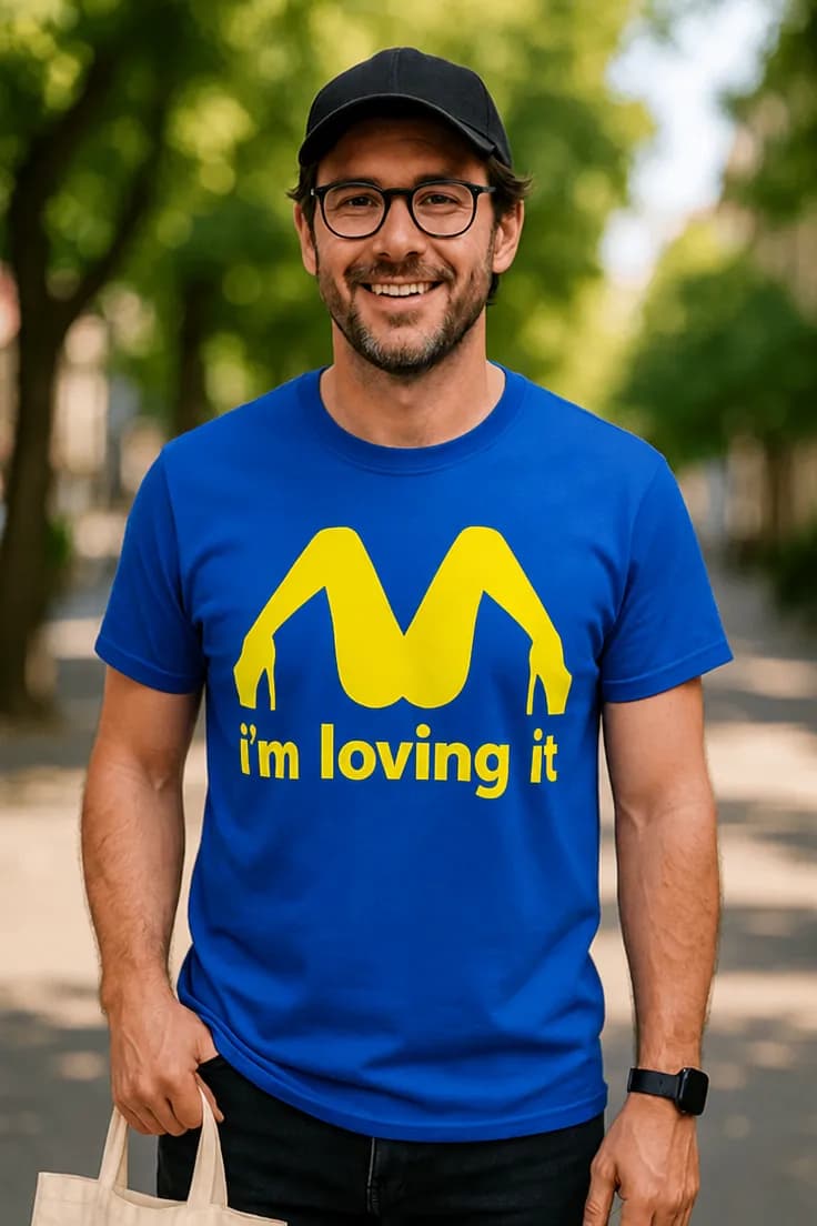 Tricou amuzant Iubesc asta – M i'm loving it
