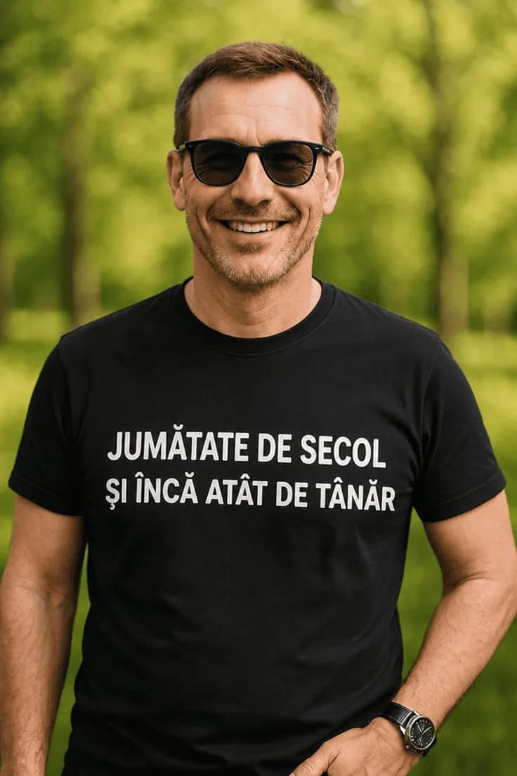 Tricou amuzant Jumătate de secol tânăr