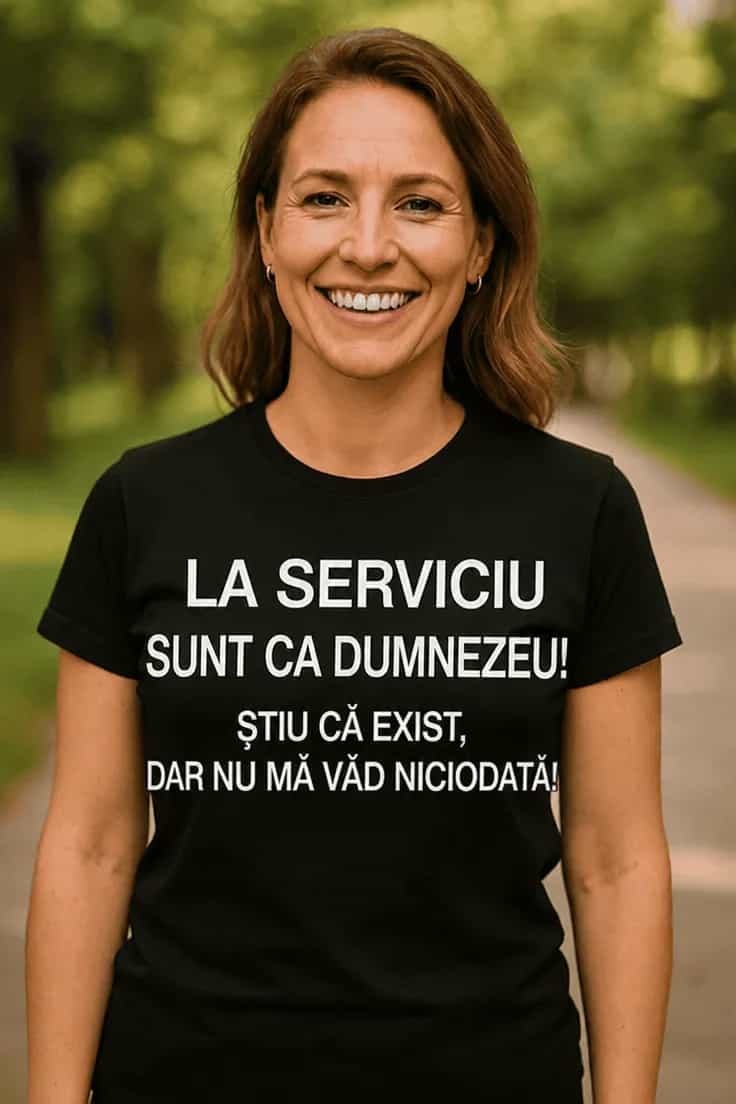 Tricou amuzant La serviciu ca Dumnezeu | LA SERVICIU