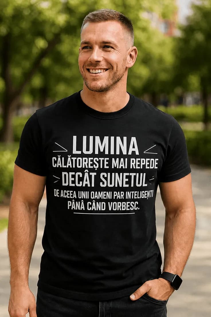 Tricou amuzant Lumina mai rapidă ca sunetul