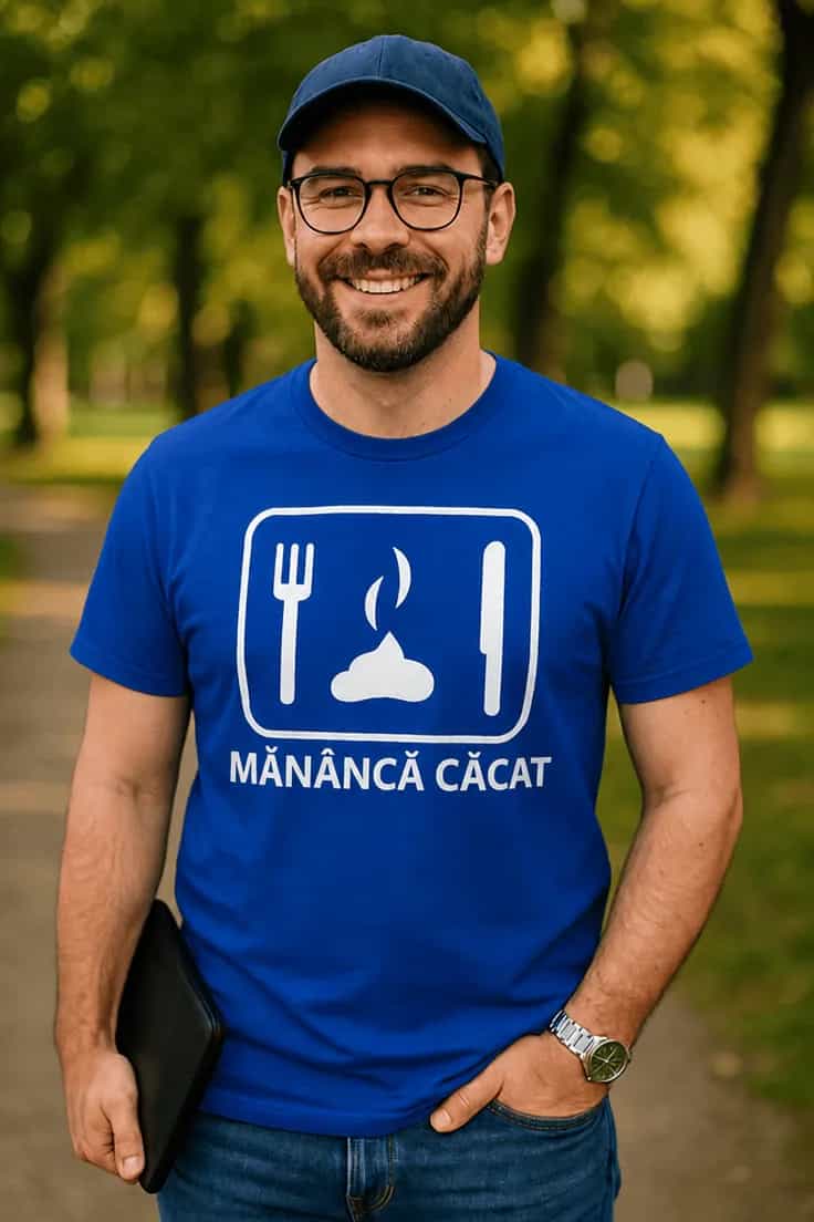 Tricou amuzant Mănâncă căcat – MĂNÂNCĂ CĂCAT
