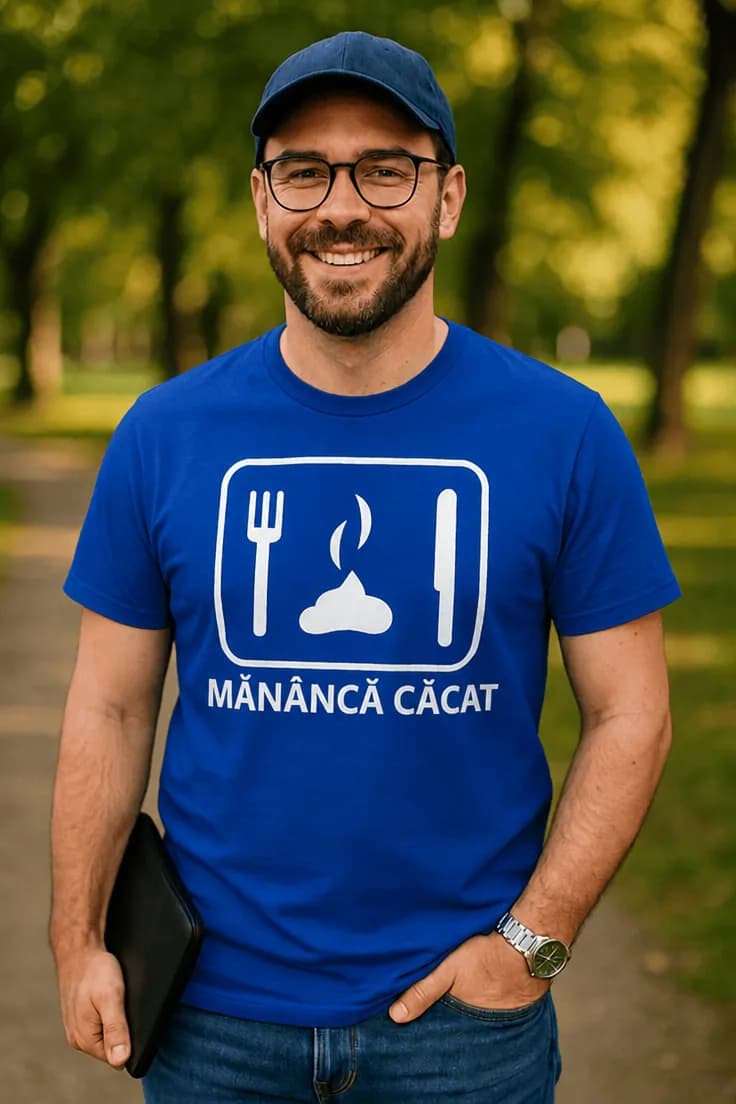Tricou amuzant Mănâncă căcat – MĂNÂNCĂ CĂCAT