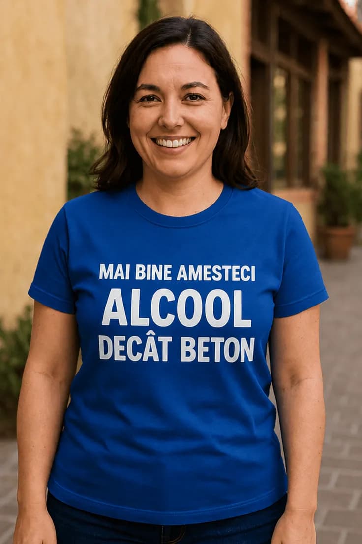 Tricou amuzant Mai bine alcool decât beton
