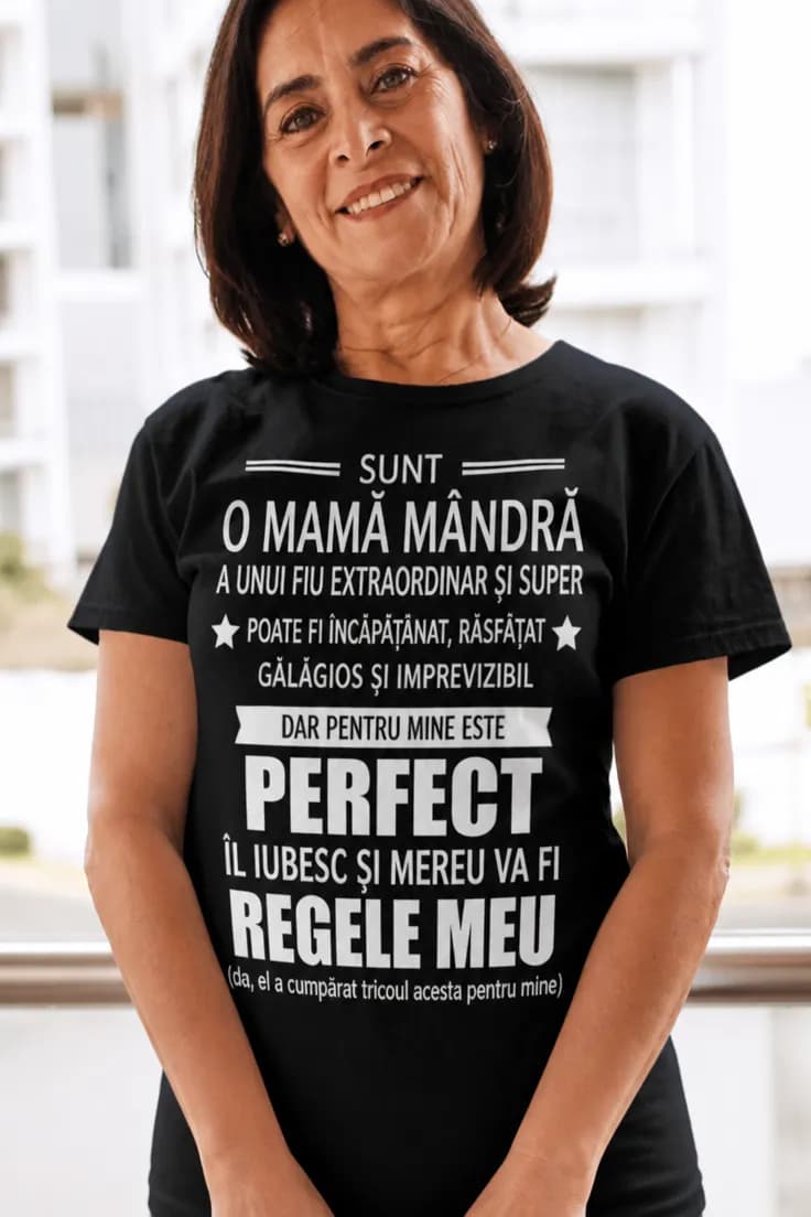 Tricou amuzant Mamă mândră de fiu - SUNT O MAMĂ
