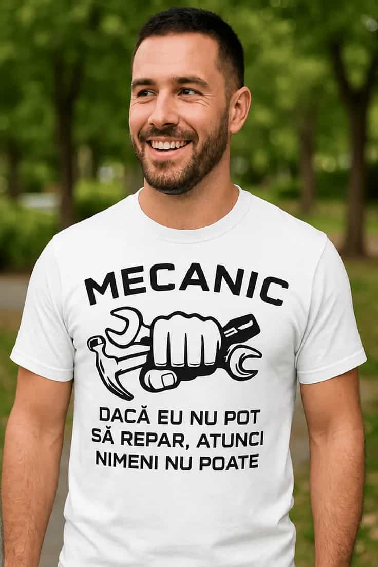 Tricou amuzant Mecanic repară tot cu meseria la alegere