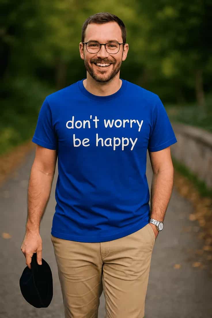 Tricou amuzant Mesaj don't worry be happy
