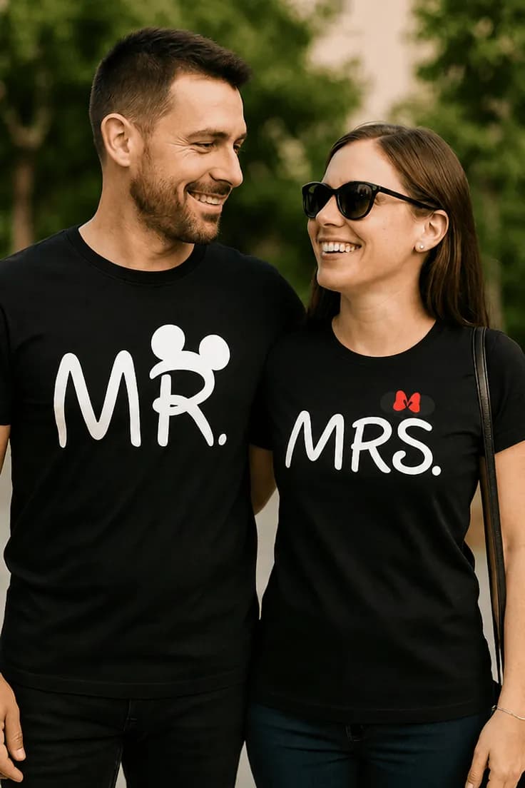 Tricou amuzant Mr Mrs pentru cuplu MR. MRS.