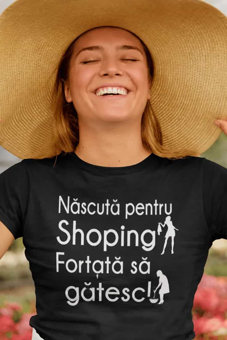 Tricou amuzant Născută pentru shopping - Născută
