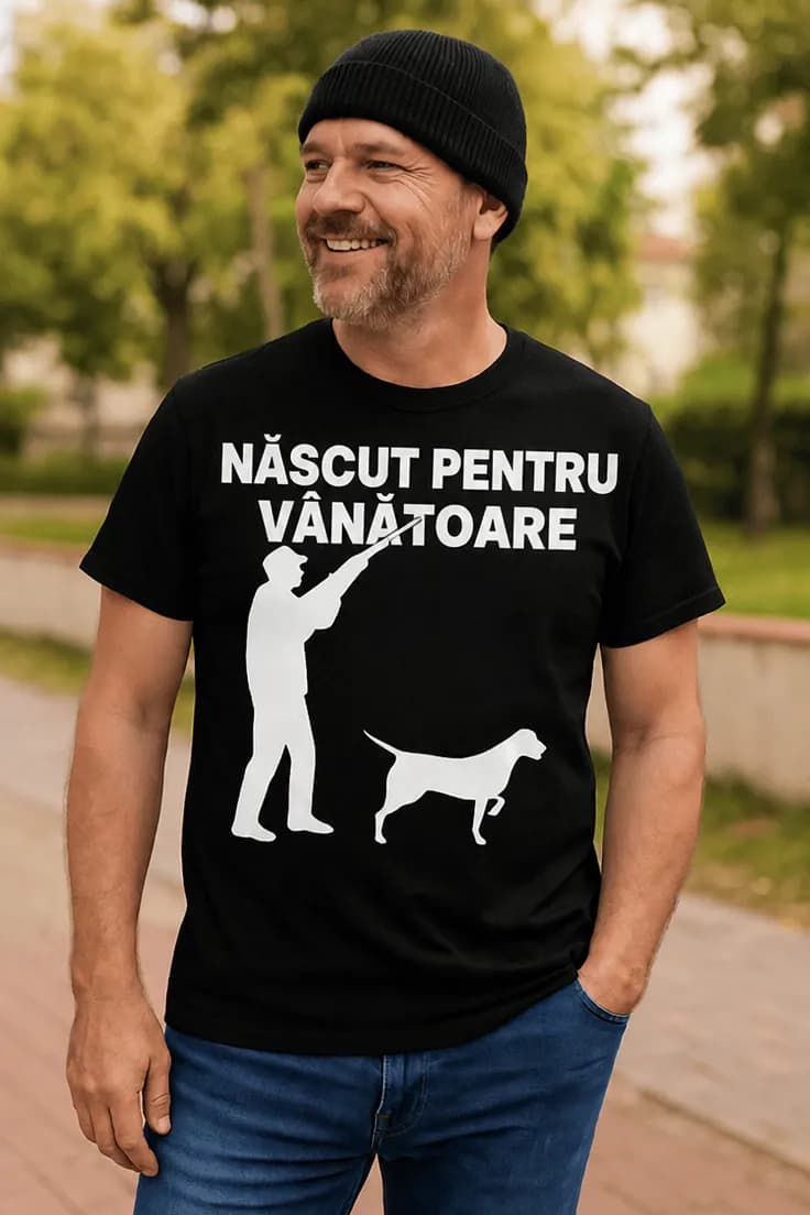 Tricou amuzant Născut pentru vânătoare