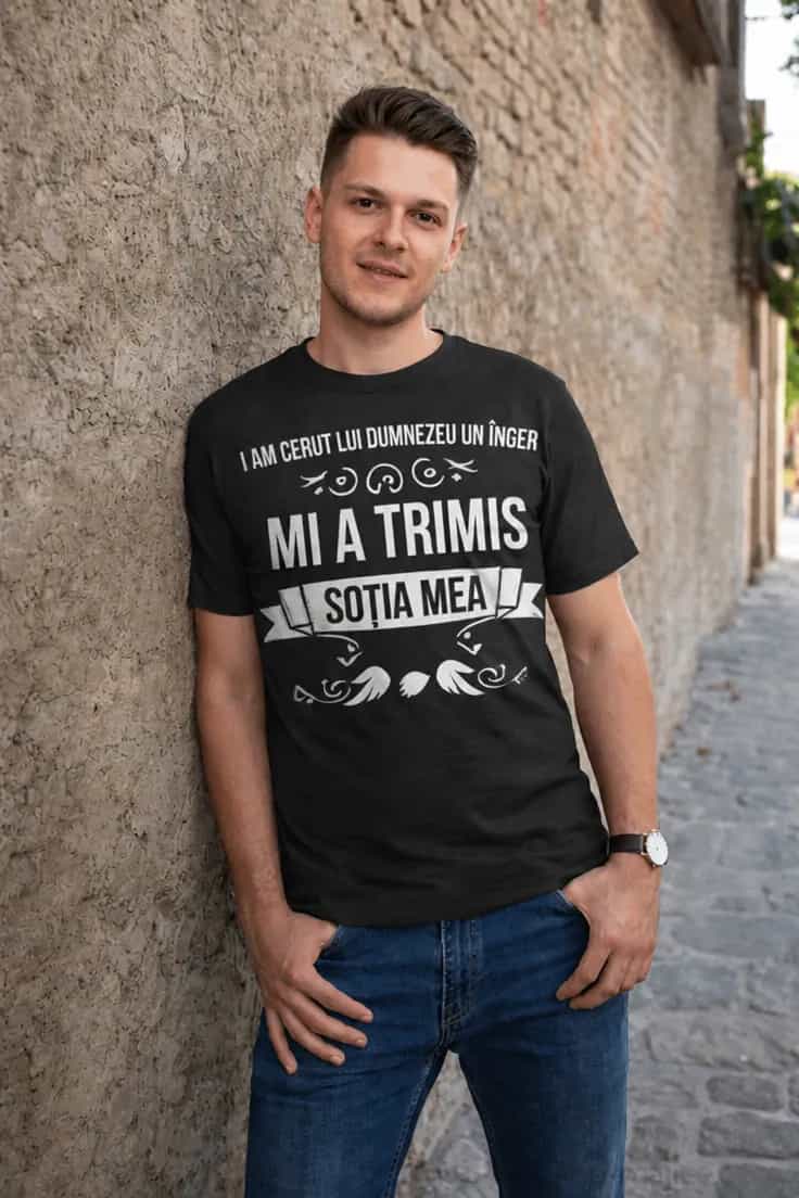 Tricou amuzant Îngerul trimis de Dumnezeu