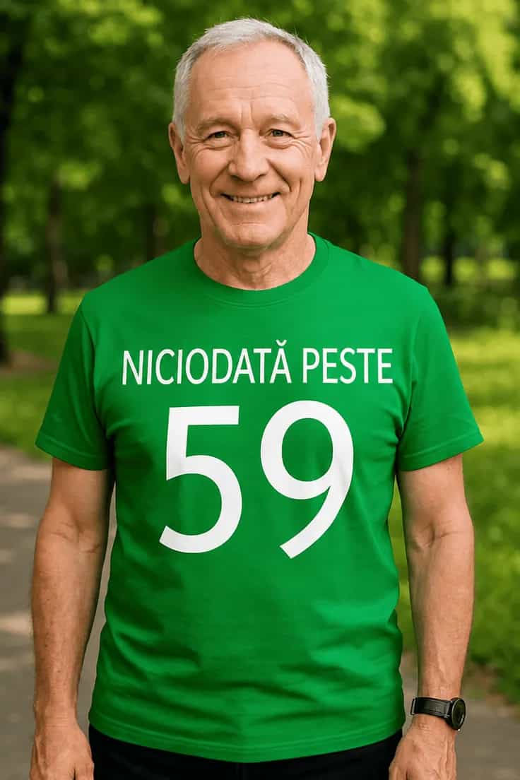Tricou amuzant Niciodată peste 59 - NICIODATĂ PESTE