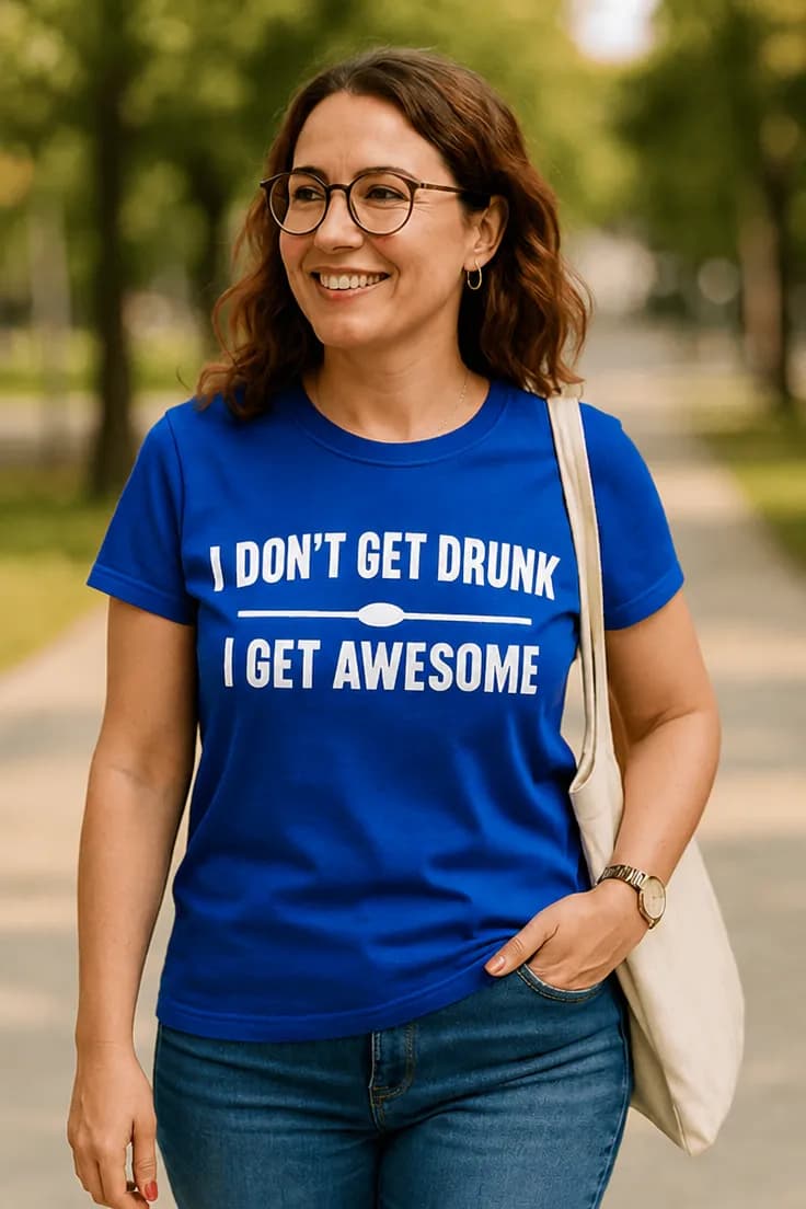 Tricou amuzant Nu mă îmbăt devin awesome