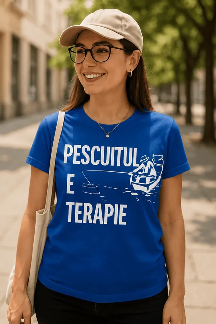 Tricou amuzant Pescuitul e terapie - PESCUITUL E TERAPIE