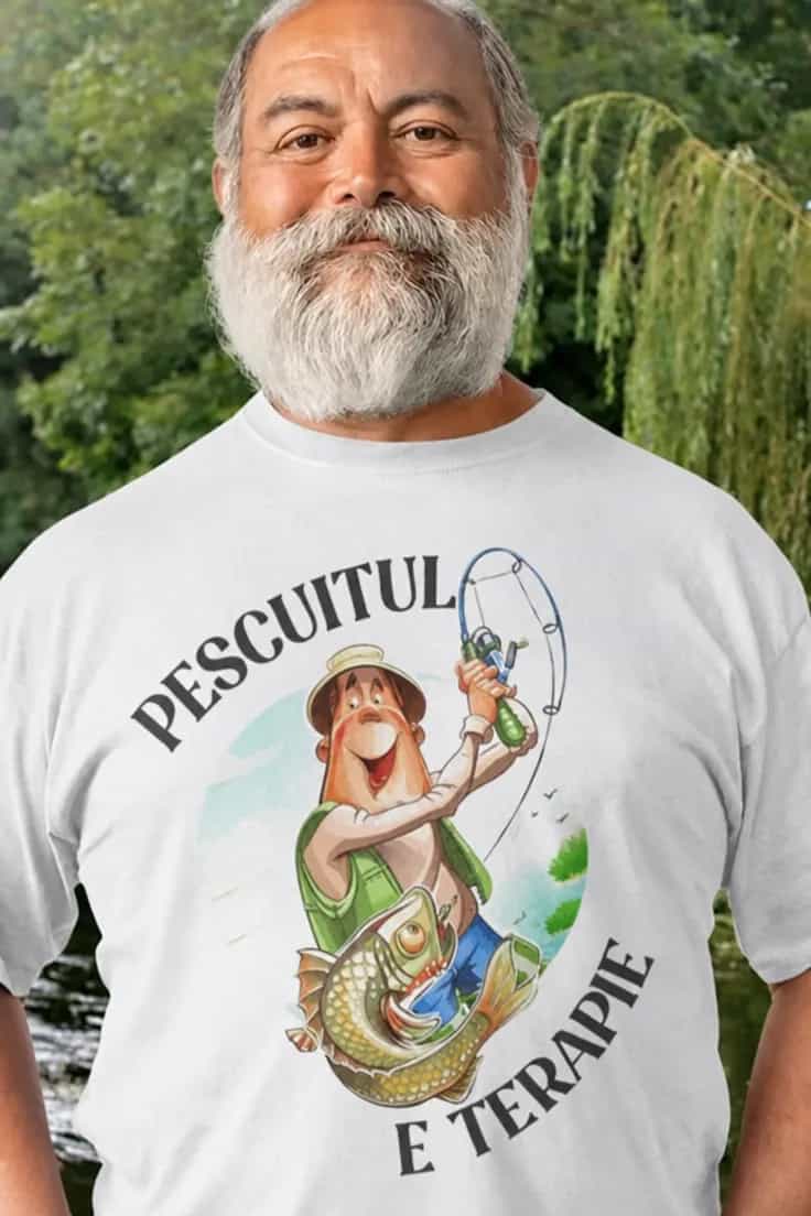 Tricou amuzant Pescuitul e terapie - PESCUITUL