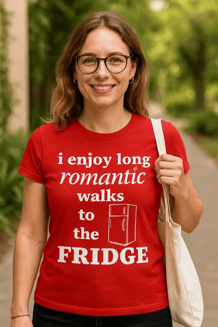 Tricou amuzant Plimbări romantice la frigider