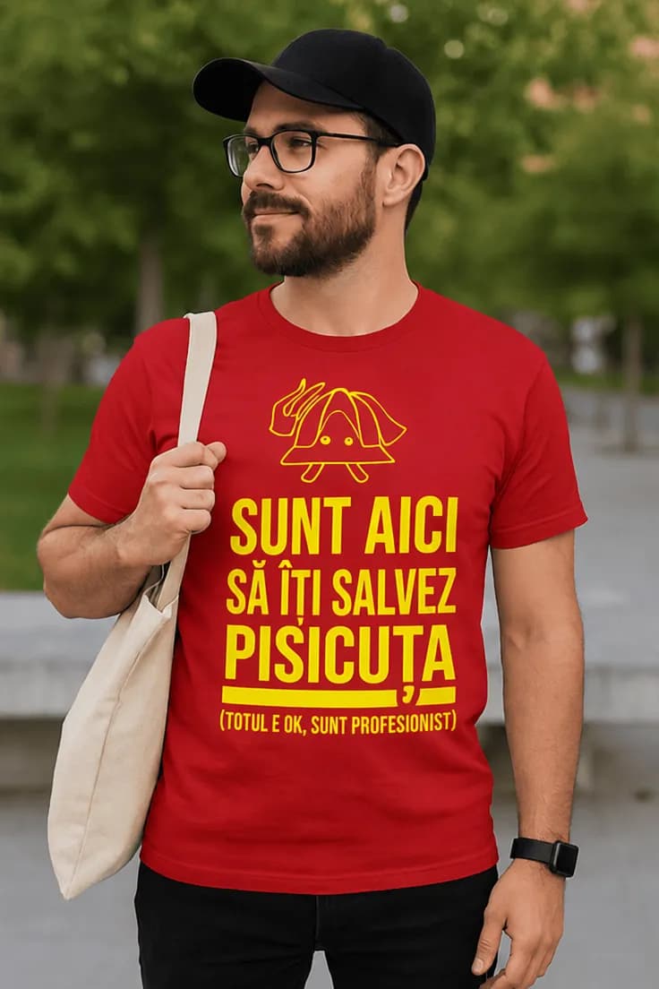 Tricou amuzant Pompier salvator de pisicuțe