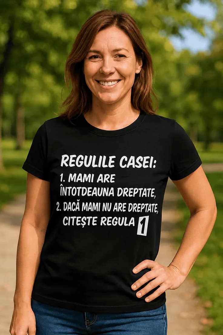 Tricou amuzant Reguli de casă pentru mami