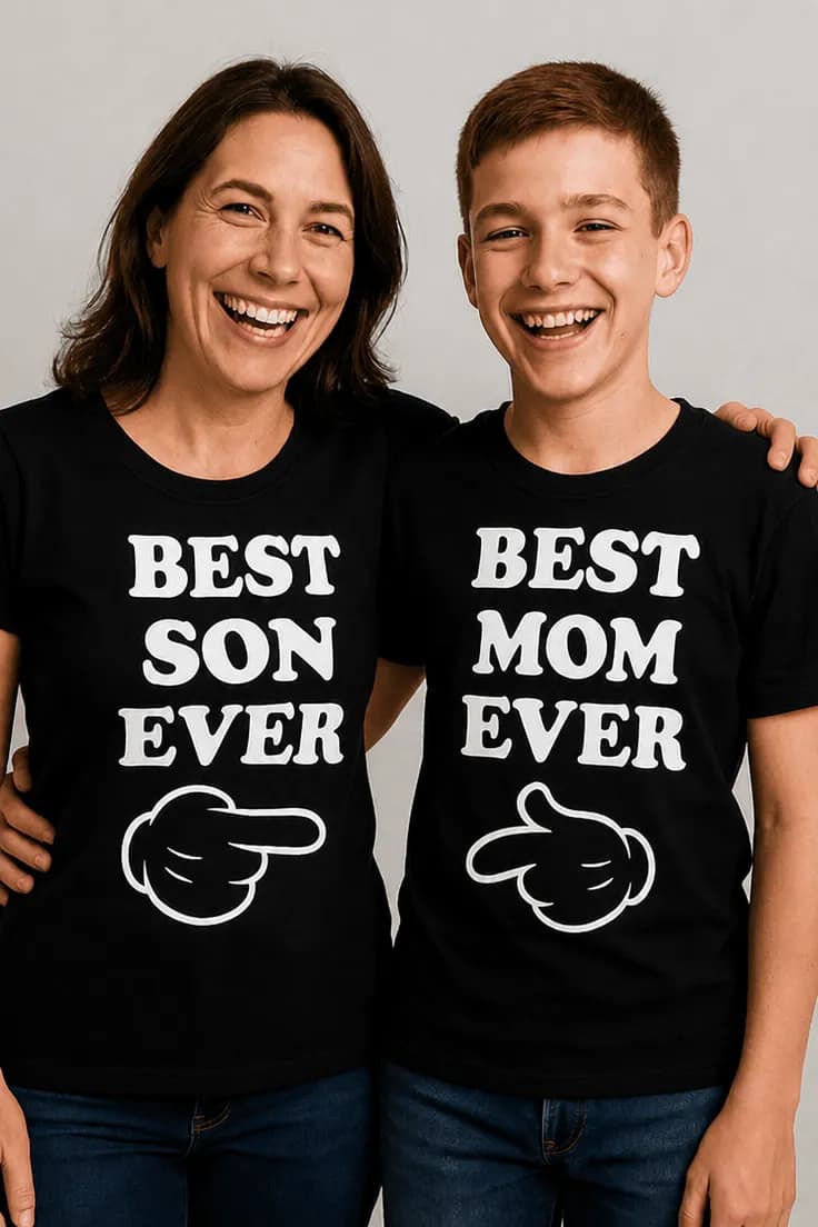 Tricou amuzant Set mamă fiu BEST BEST SON MOM EVER EVER