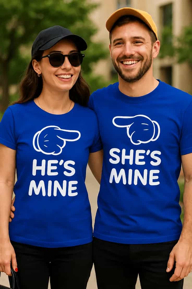 Tricou amuzant Set pentru cuplu HE'S MINE SHE'S MINE