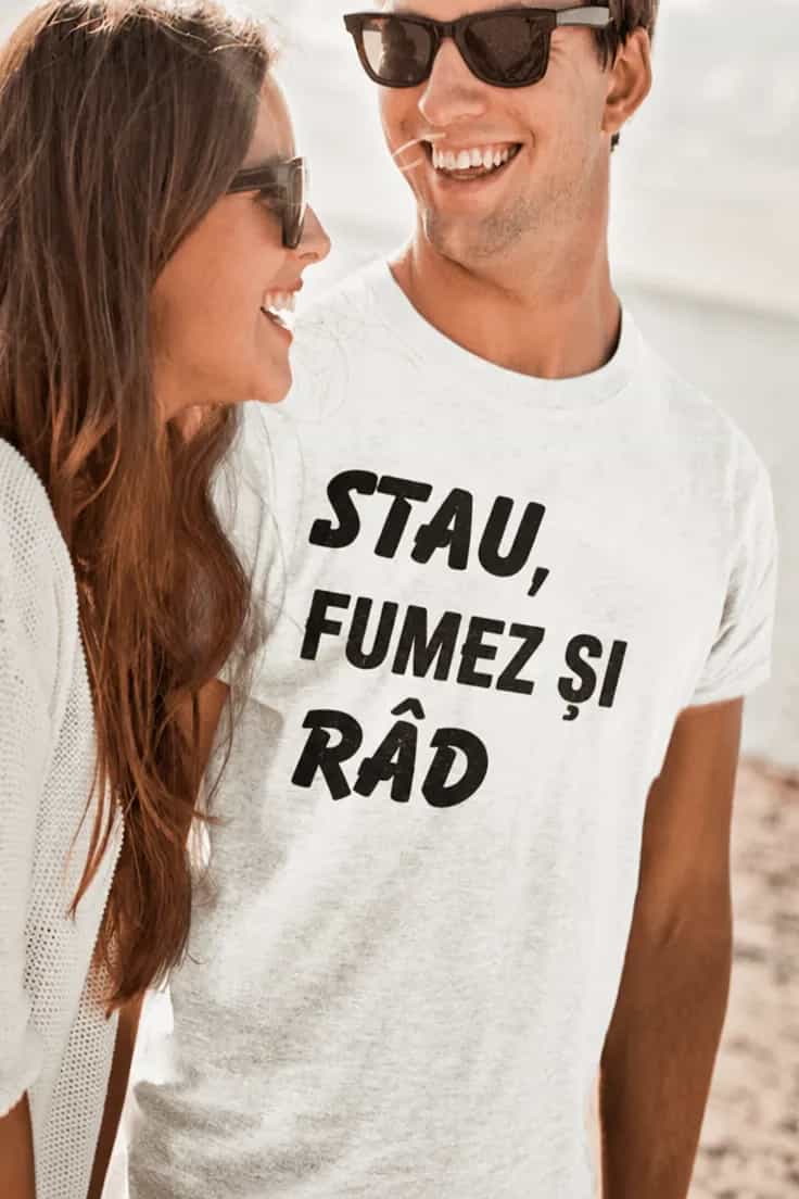 Tricou amuzant Stau fumez și râd - STAU, FUMEZ ȘI