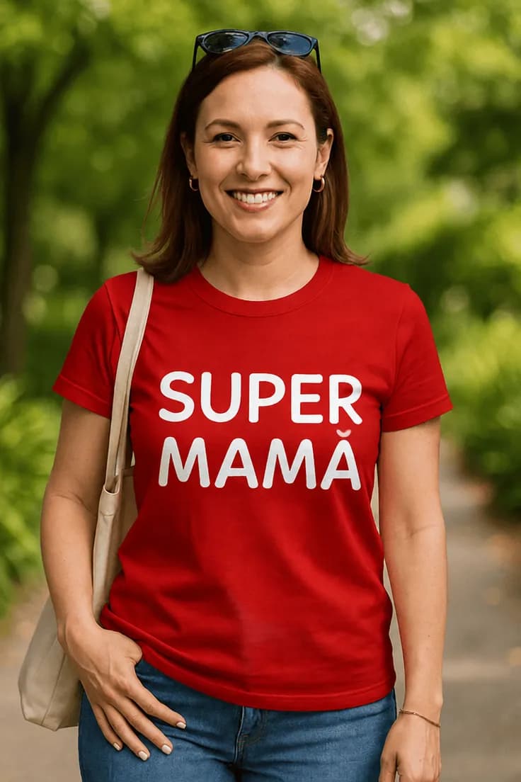 Tricou amuzant Super mamă - SUPER MAMĂ