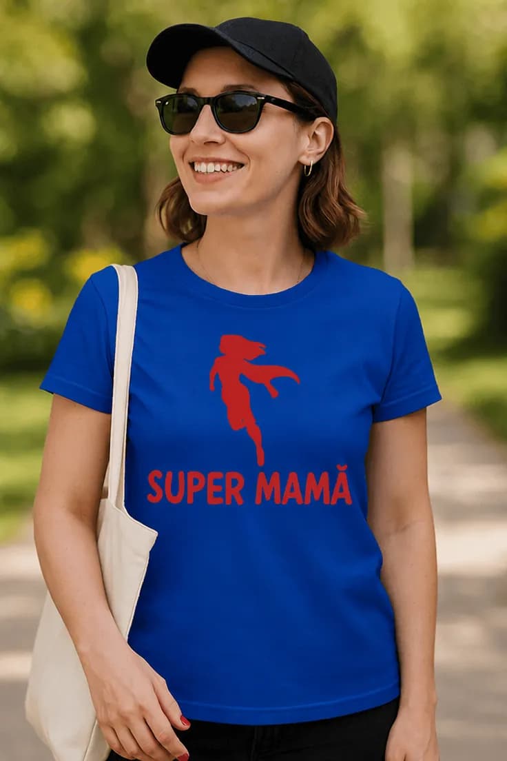 Tricou amuzant Super mamă – SUPER MAMĂ