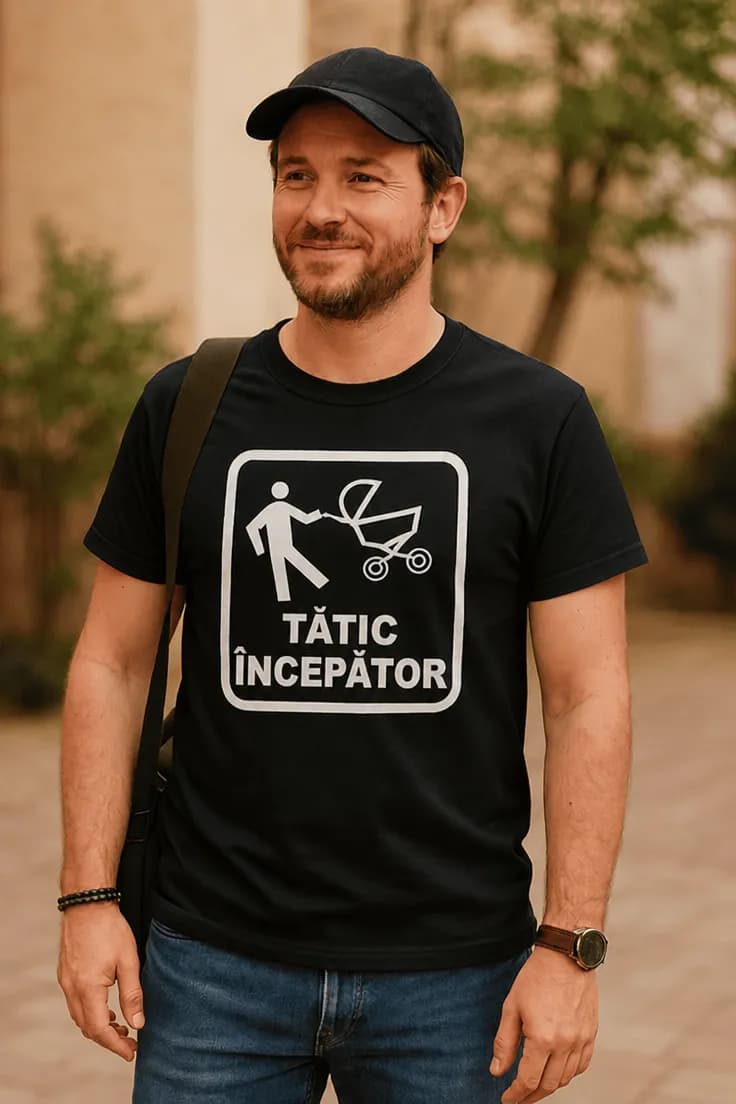 Tricou amuzant Tătic începător - TĂTIC ÎNCEPĂTOR