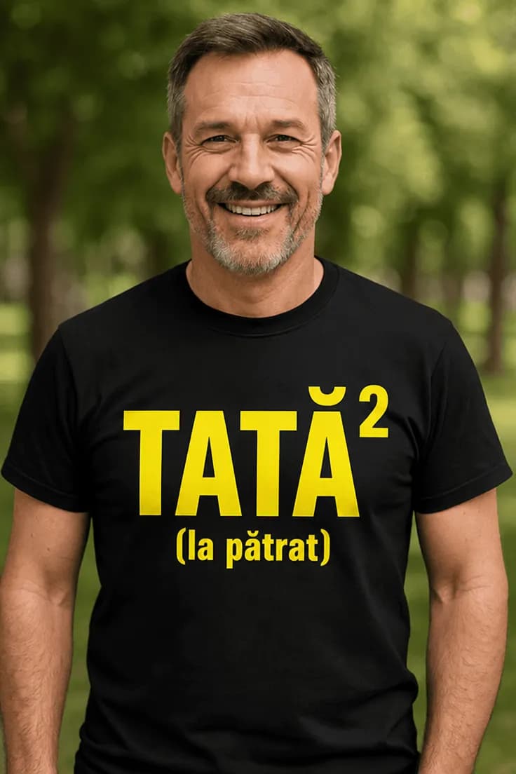 Tricou amuzant tată la pătrat – TATĂ² (la pătrat)