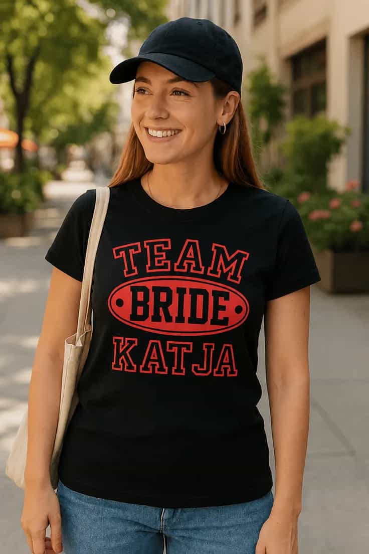 Tricou amuzant Team bride cu nume personalizat