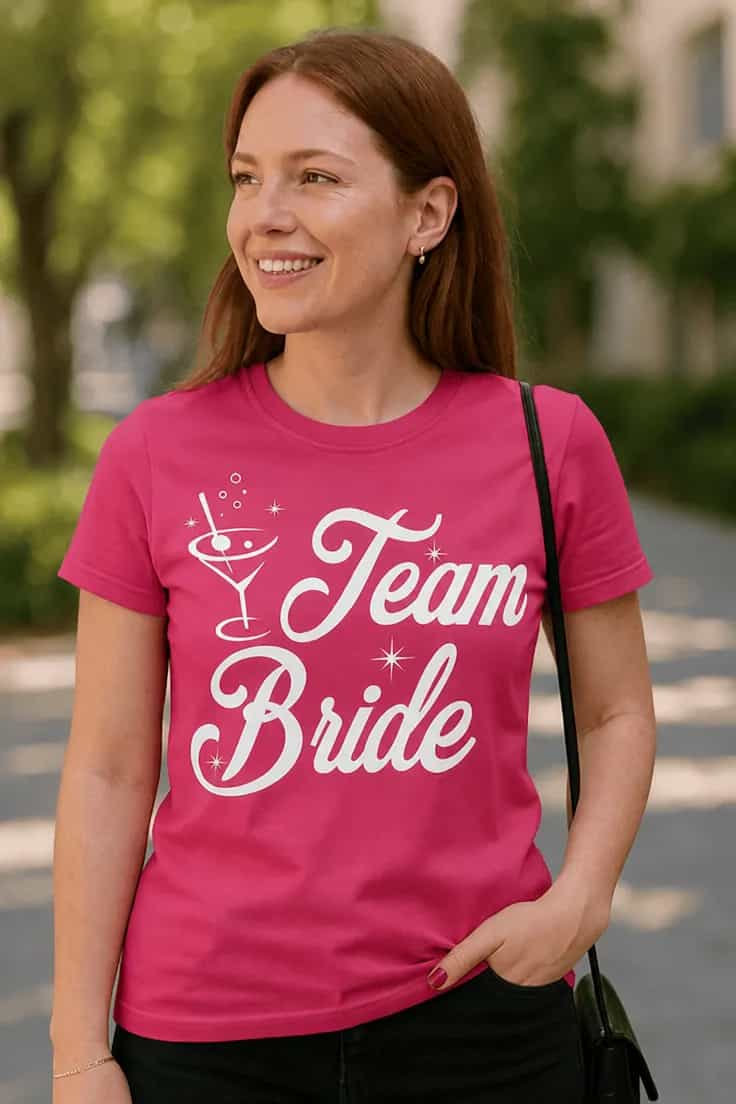 Tricou amuzant Team bride cu pahar – Team Bride