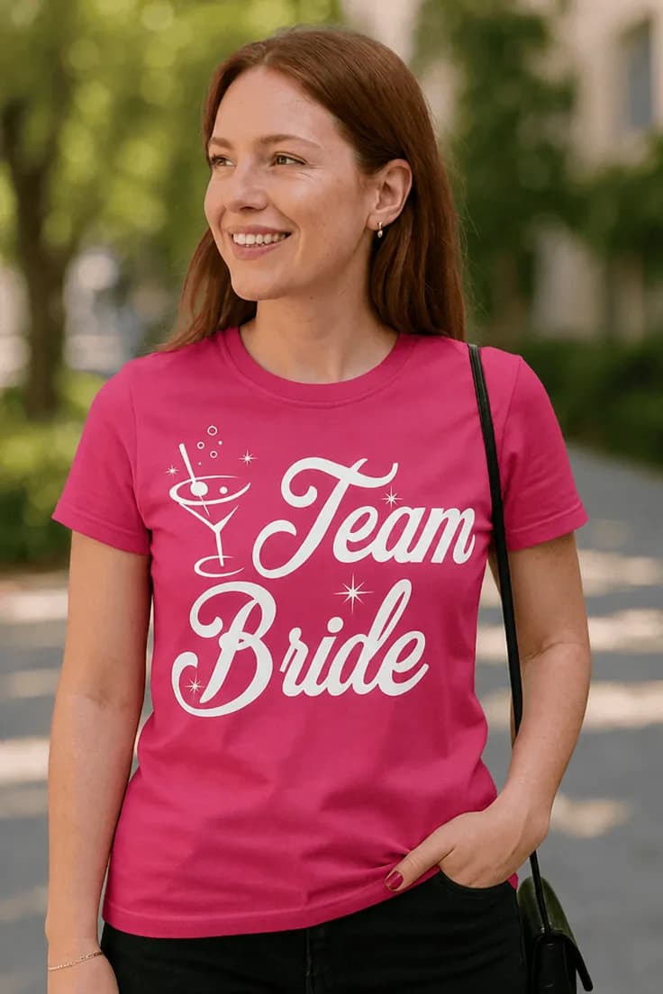 Tricou amuzant Team bride cu pahar – Team Bride