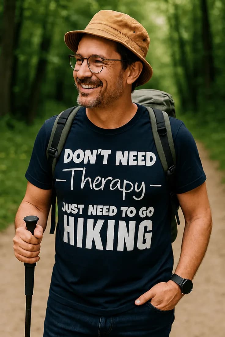 Tricou amuzant Terapie prin drumeții - Therapy