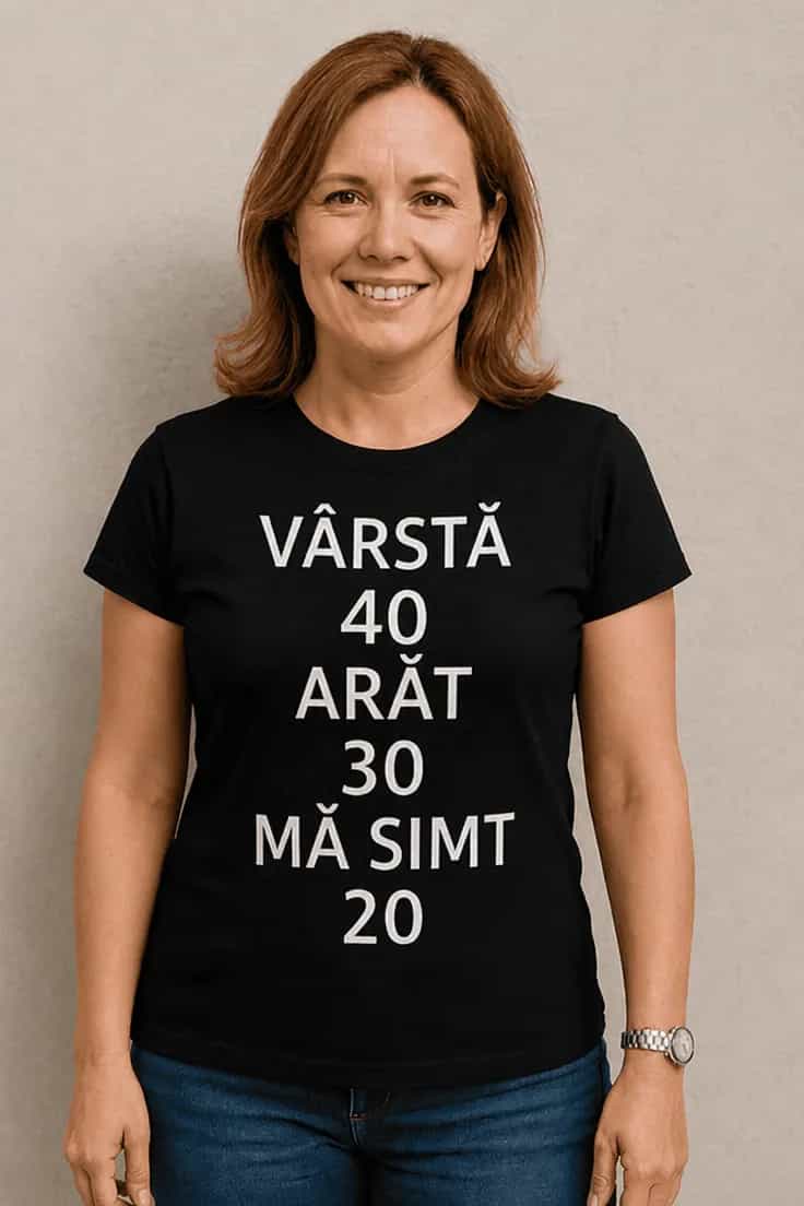 Tricou amuzant Vârstă 40 arăt 30 – VÂRSTĂ 40