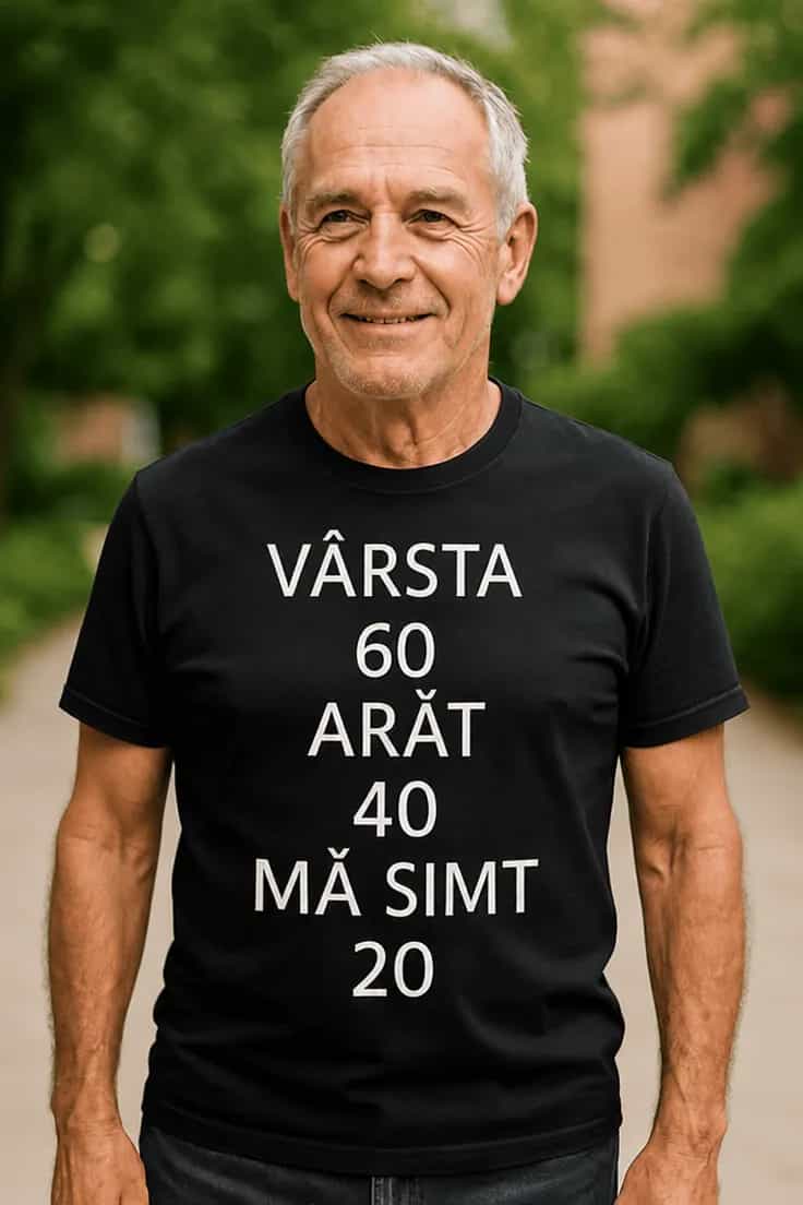 Tricou amuzant Vârstă 60 arăt 40 | VÂRSTA 60