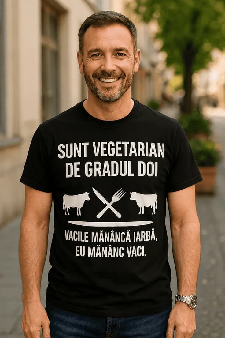 Tricou amuzant Vegetarian de gradul doi