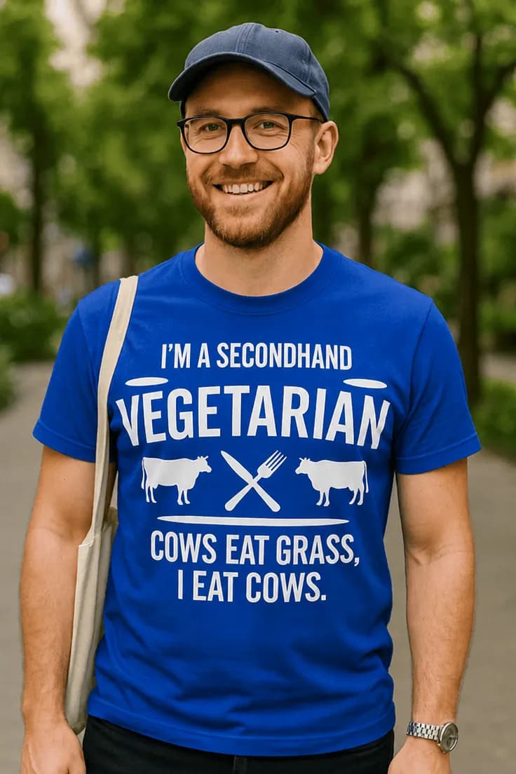 Tricou amuzant Vegetarian la mâna a doua