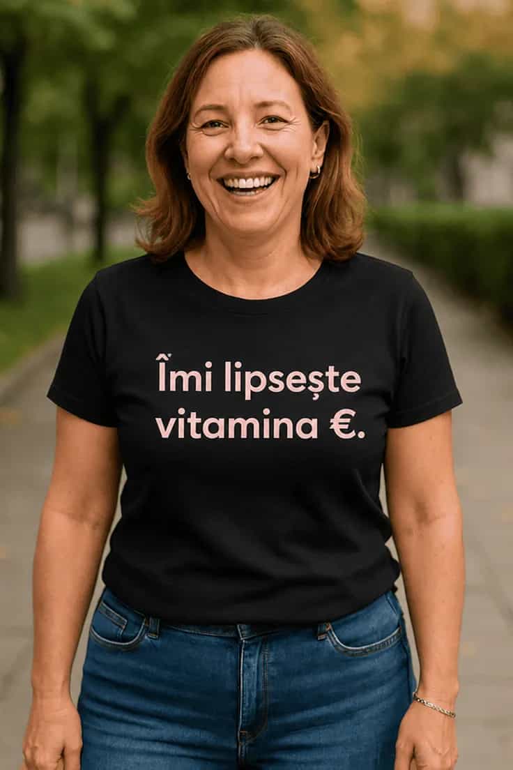 Tricou amuzant Vitamina euro – Îmi lipsește vitami